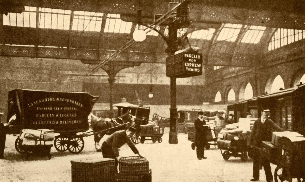 Overhead Electric Pakkebærer, Victoria Station, Manchester, 1930. af Unbekannt