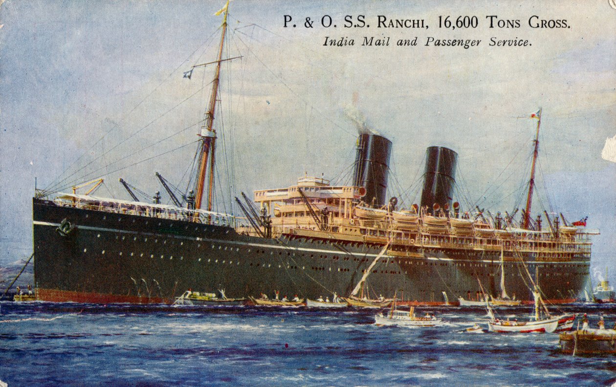 P. & O. S.S. Ranchi, 16.600 tons brutto, India Mail and Passenger Service, 1934. af Unbekannt