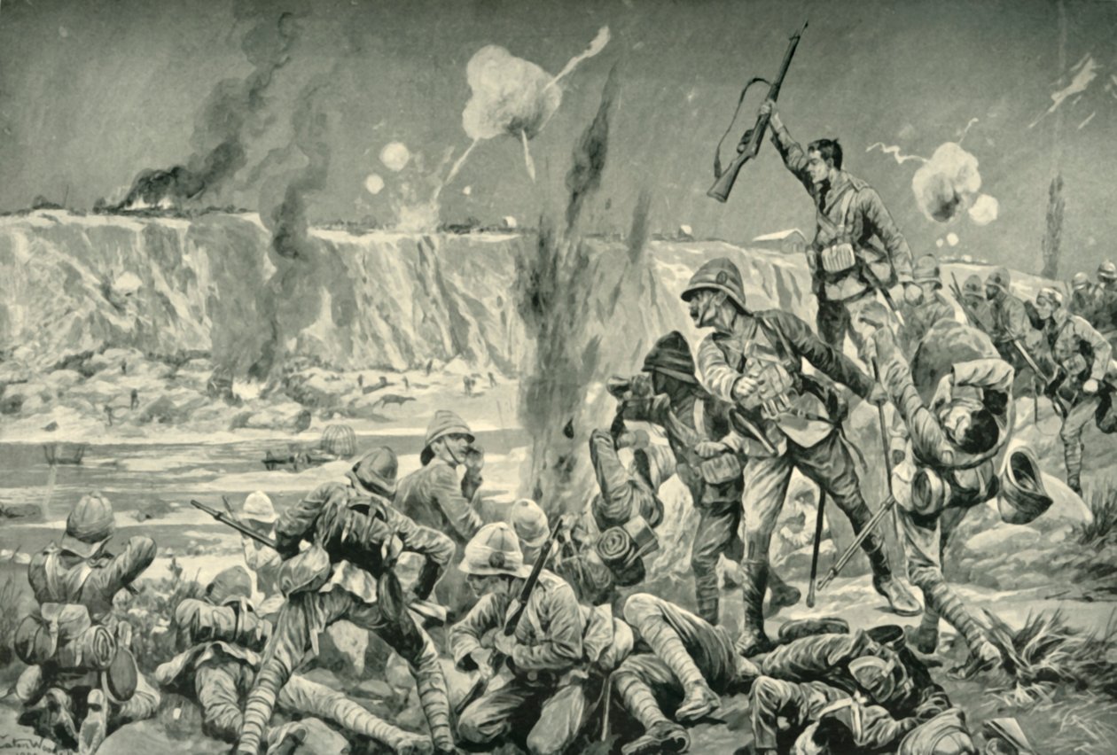 Paardeberg: Angrebet på Cronjes stilling, 1901. af Unbekannt