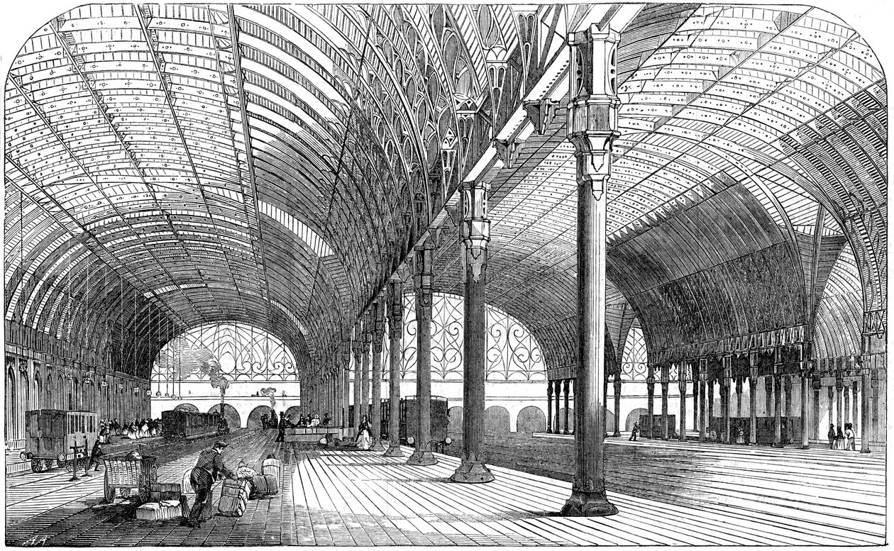 Paddington Station, London-terminalen af Great Western Railway, 1854 af Unbekannt