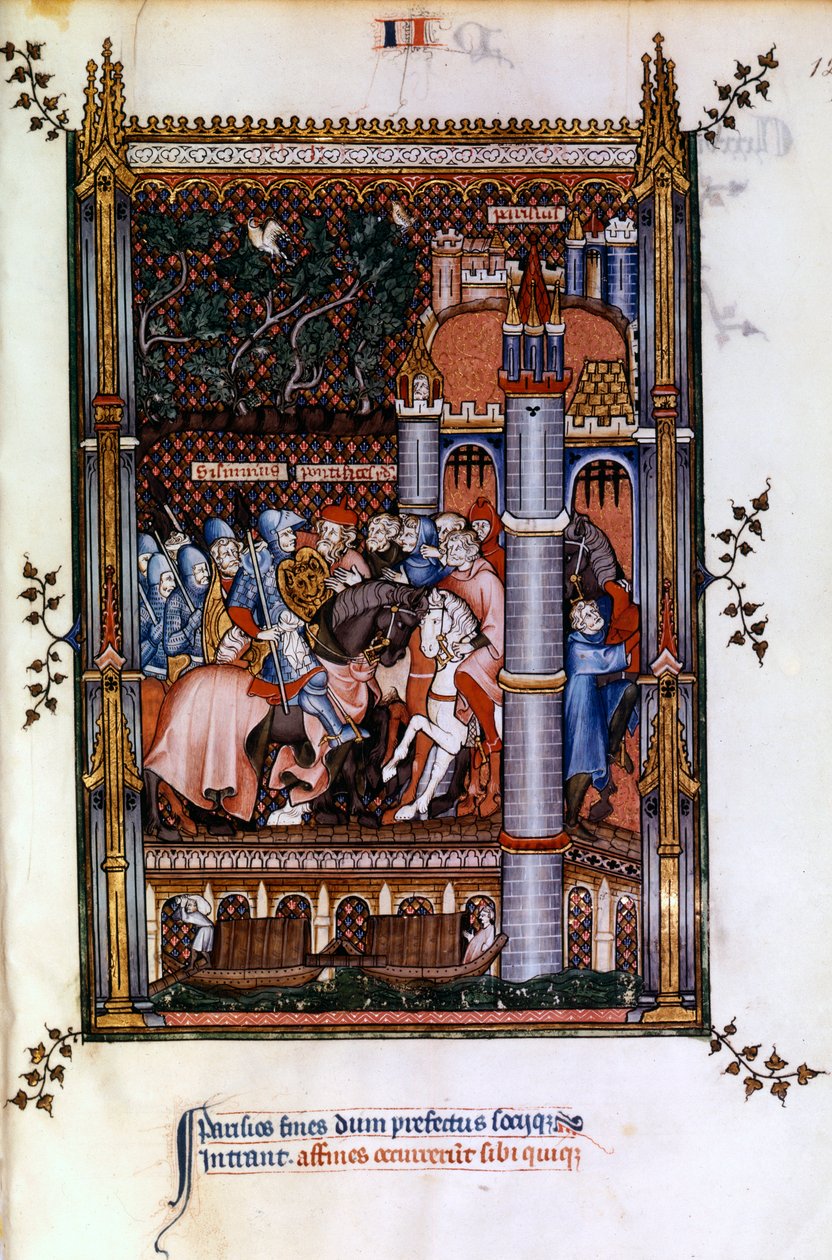 Hedenske præster byder Sisinnius velkommen ved portene til Paris, 1317 af Unbekannt