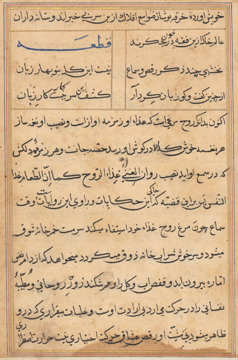 Side fra Tales of a Parrot Tuti-nama: Tekstside, c. 1560. af Unbekannt