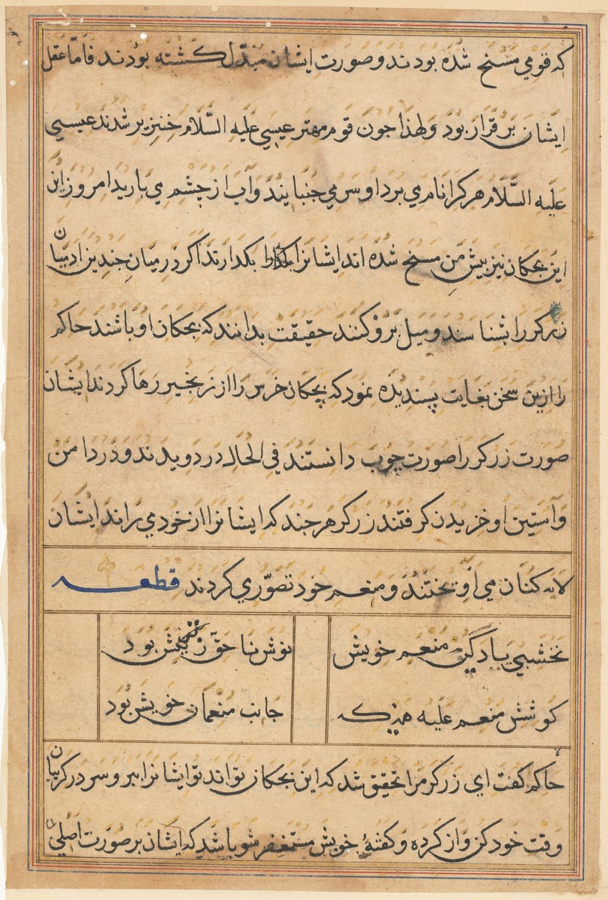 Side fra Tales of a Parrot Tuti-nama: tekstside, ca. 1560. af Unbekannt