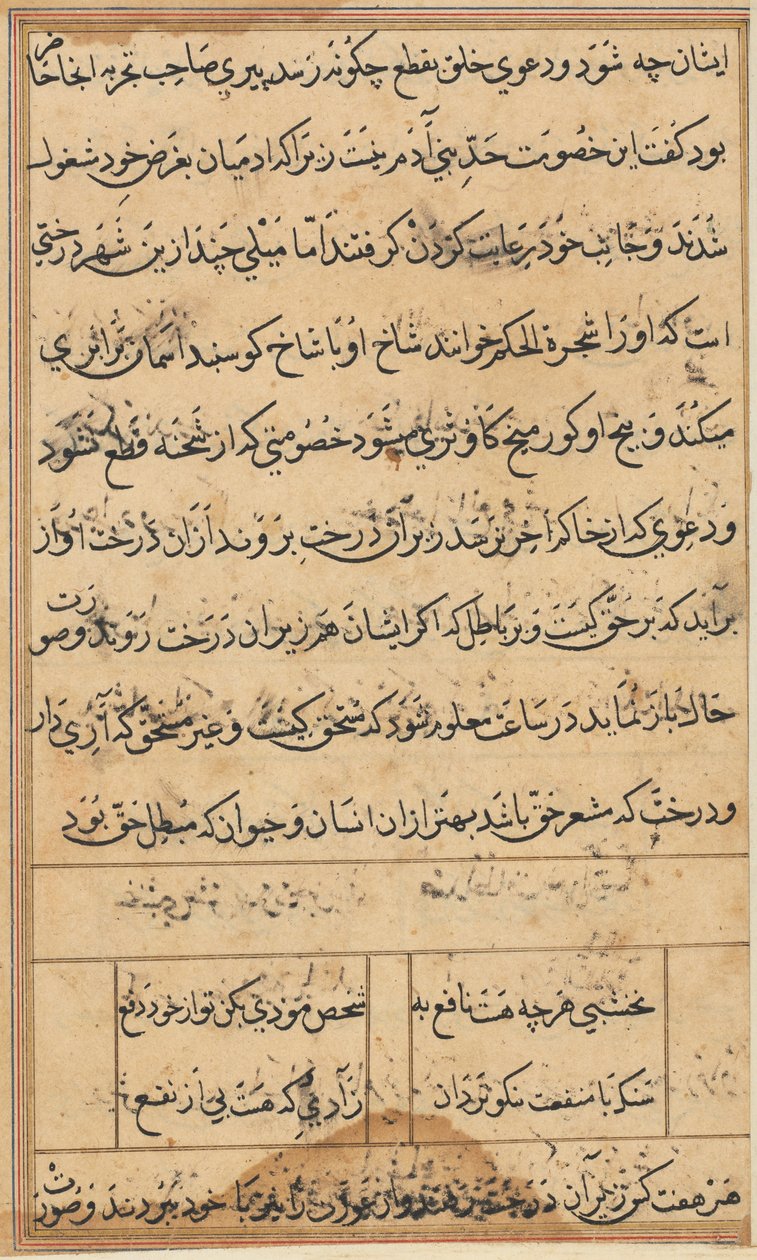 Side fra Tales of a Parrot Tuti-nama: tekstside, ca. 1560. af Unbekannt
