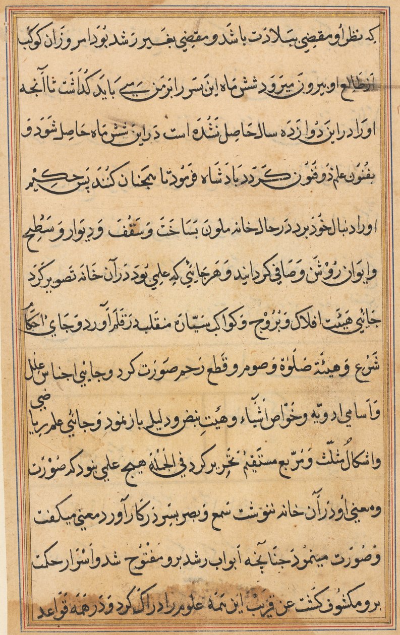 Side fra Tales of a Parrot Tuti-nama: tekstside, ca. 1560. af Unbekannt