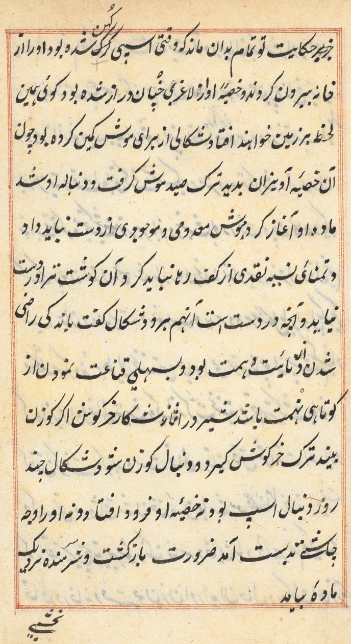 Side fra Tales of a Parrot Tuti-nama: tekstside, ca. 1560. af Unbekannt