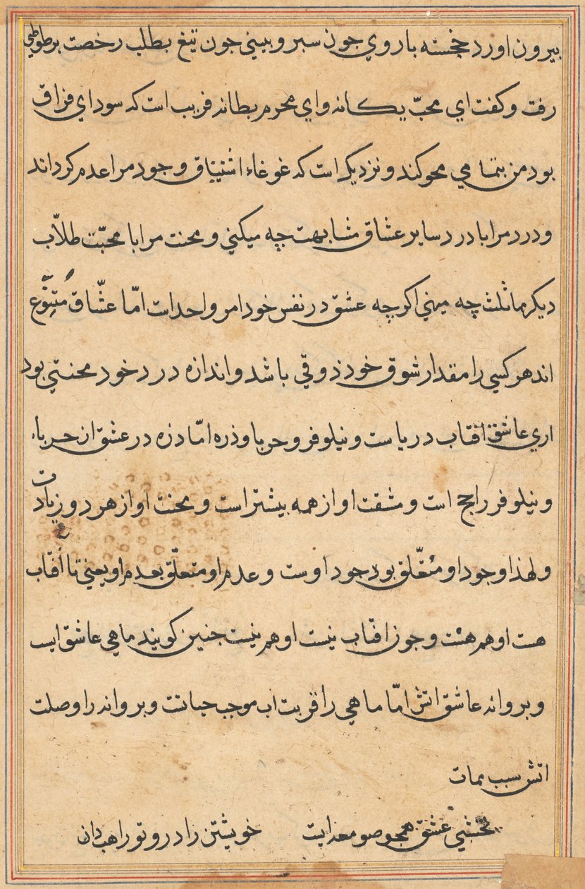 Side fra Tales of a Parrot Tuti-nama: tekstside, ca. 1560. af Unbekannt