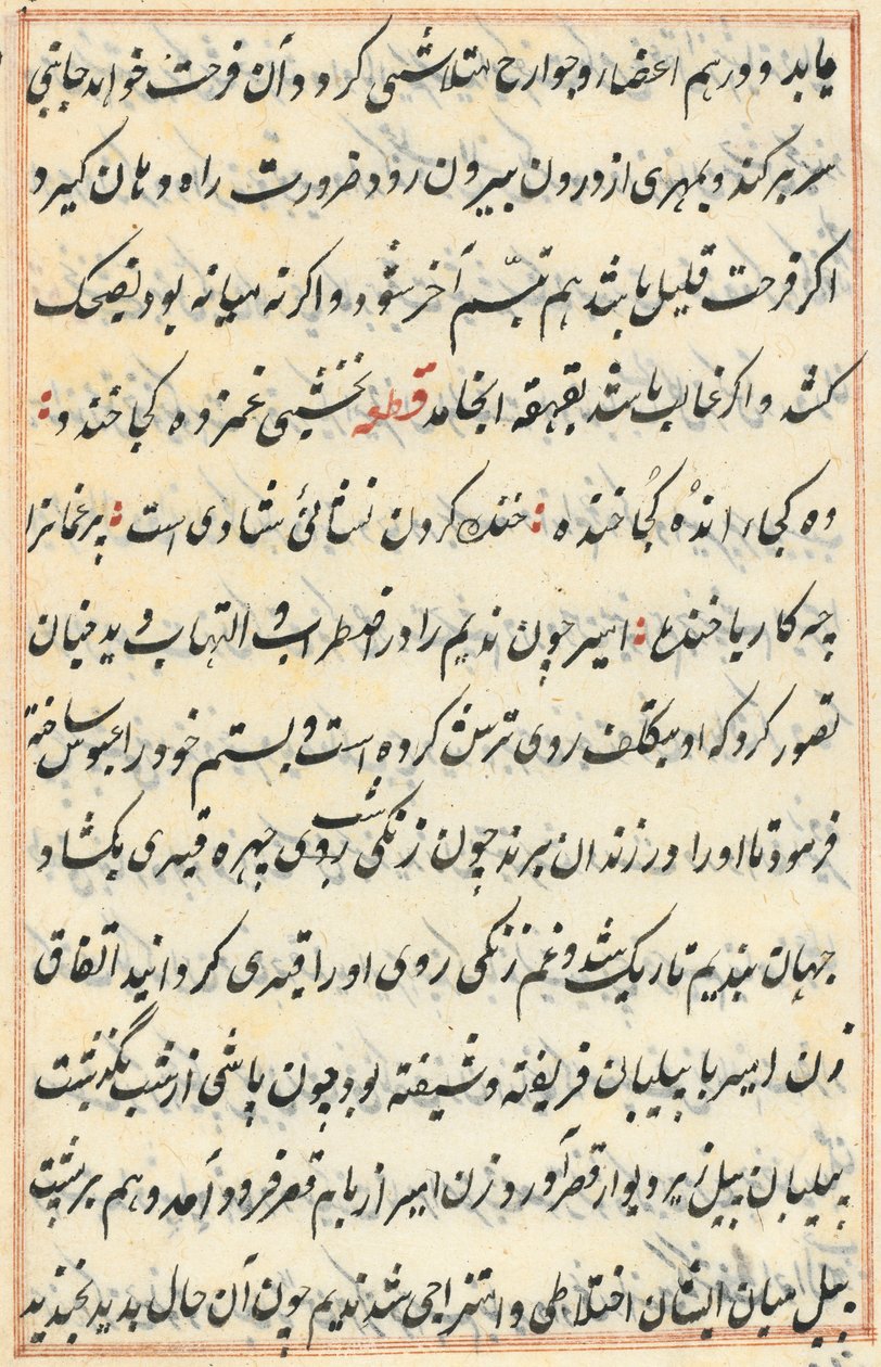 Side fra Tales of a Parrot Tuti-nama: tekstside, ca. 1560. af Unbekannt