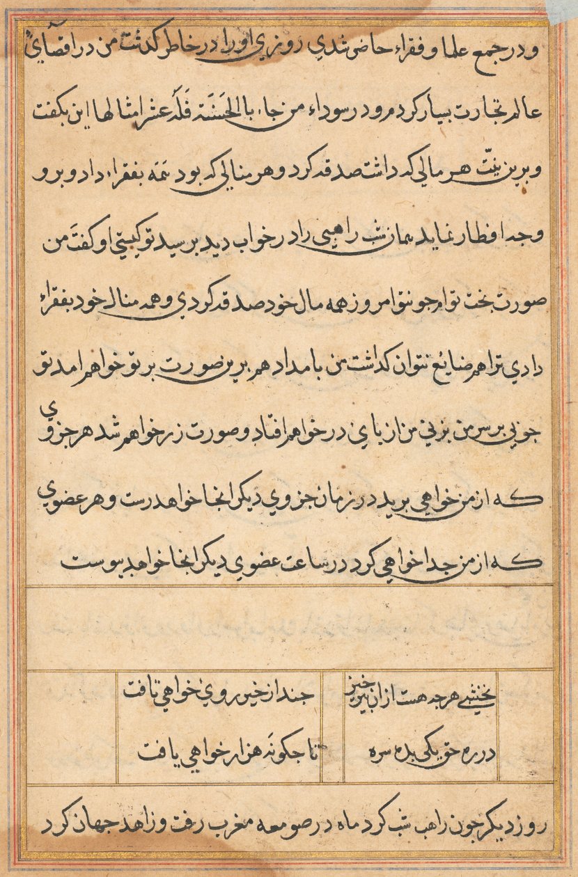 Side fra Tales of a Parrot Tuti-nama: tekstside, ca. 1560. af Unbekannt