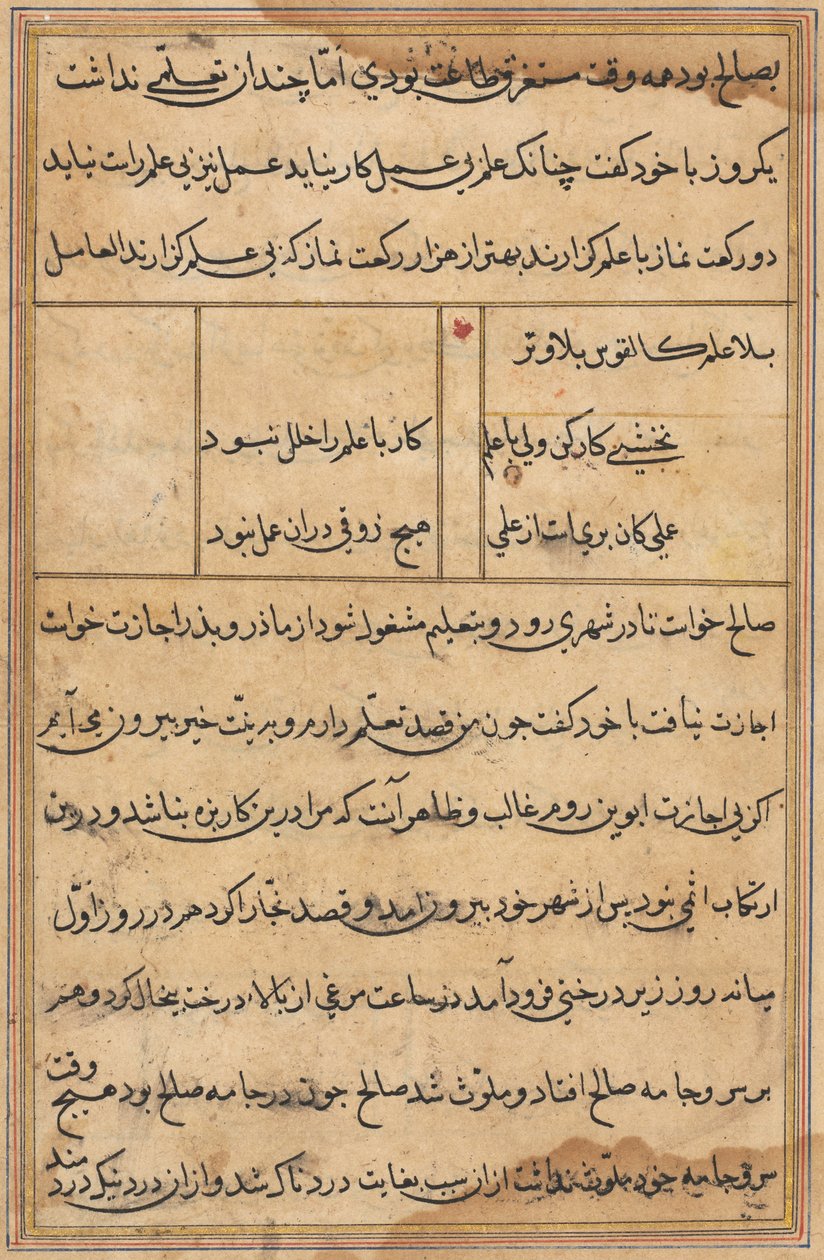 Side fra Tales of a Parrot Tuti-nama: tekstside, ca. 1560. af Unbekannt