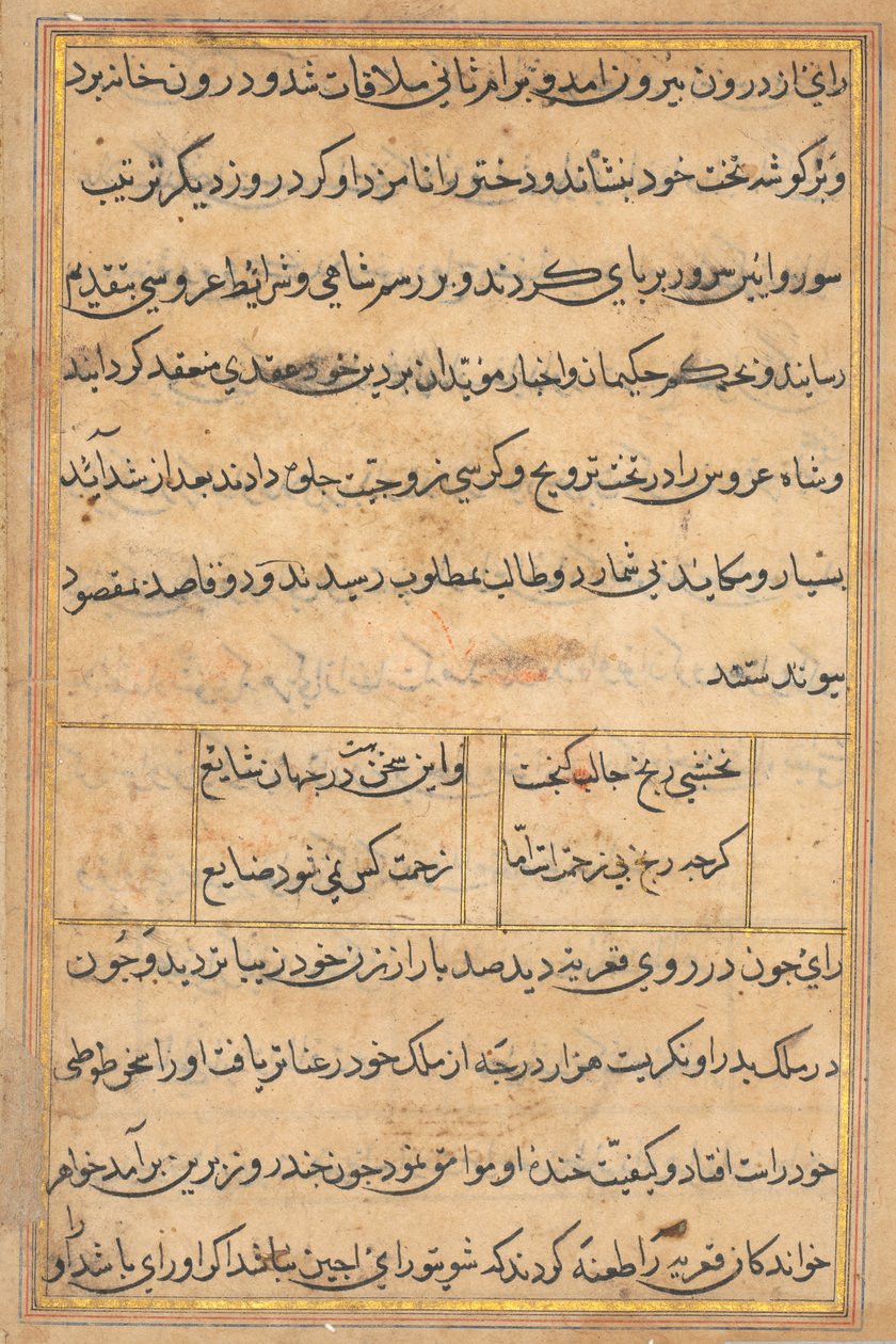 Side fra Tales of a Parrot Tuti-nama: tekstside, ca. 1560. af Unbekannt
