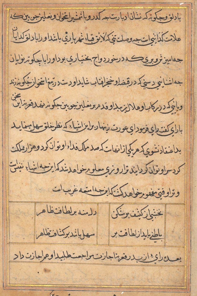 Side fra Tales of a Parrot Tuti-nama: tekstside, ca. 1560. af Unbekannt