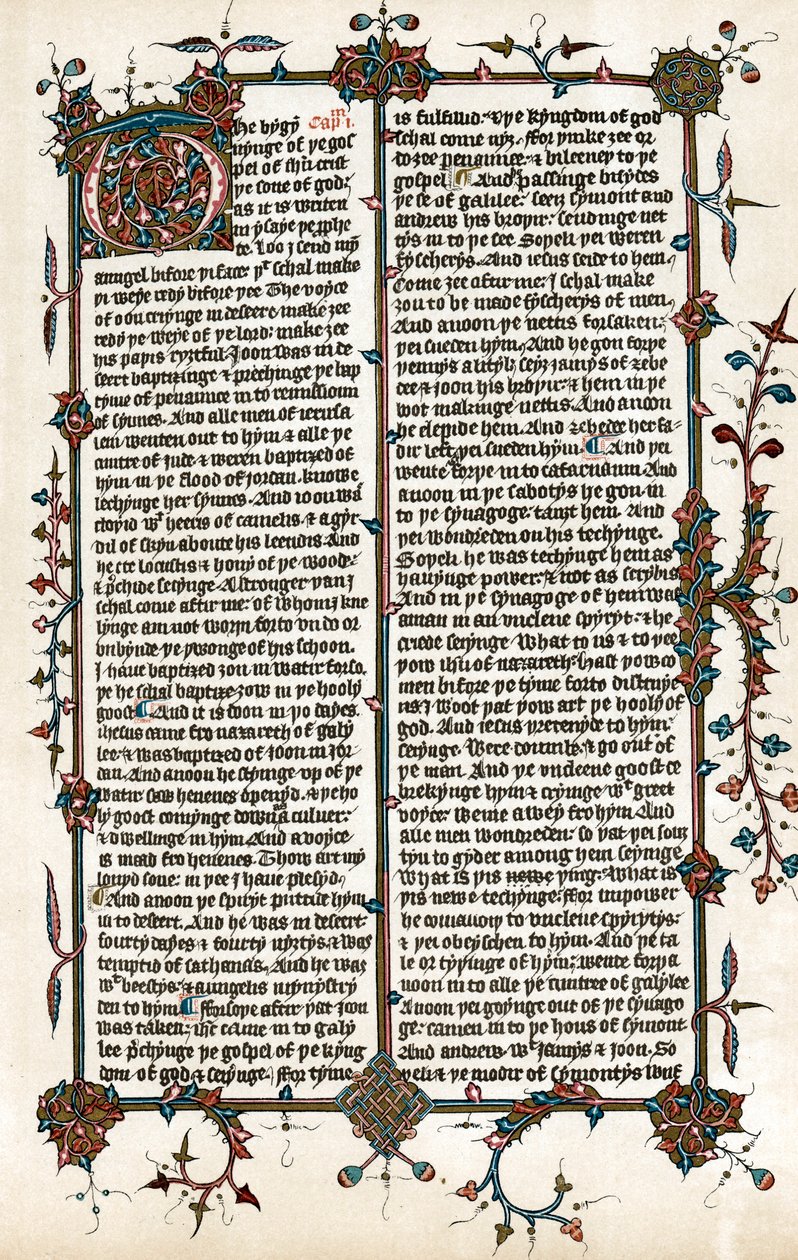 Side fra Wycliffes oversættelse af Bibelen til engelsk, c1400 af Unbekannt