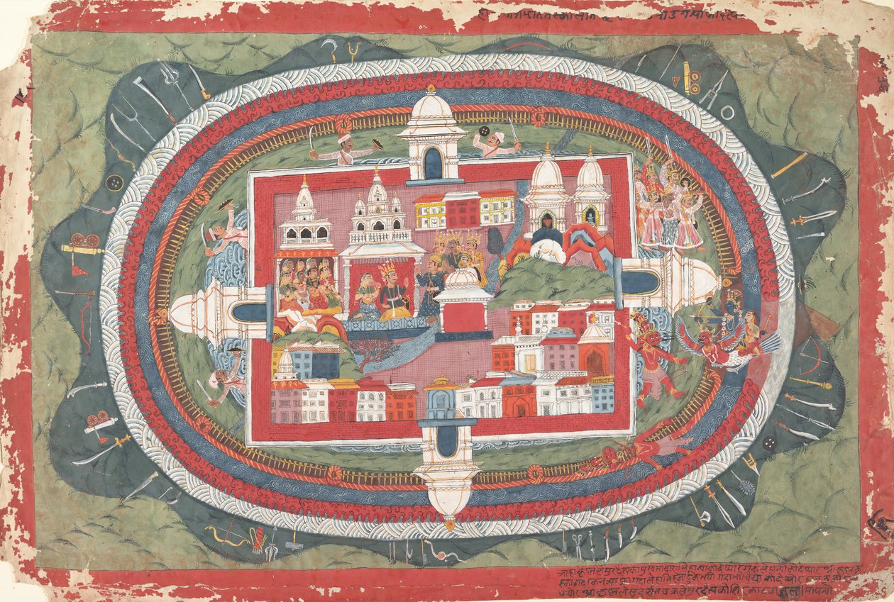 Side fra et spredt Bhagavata Purana-manuskript Life of Krishna, ca. 1775. af Unbekannt