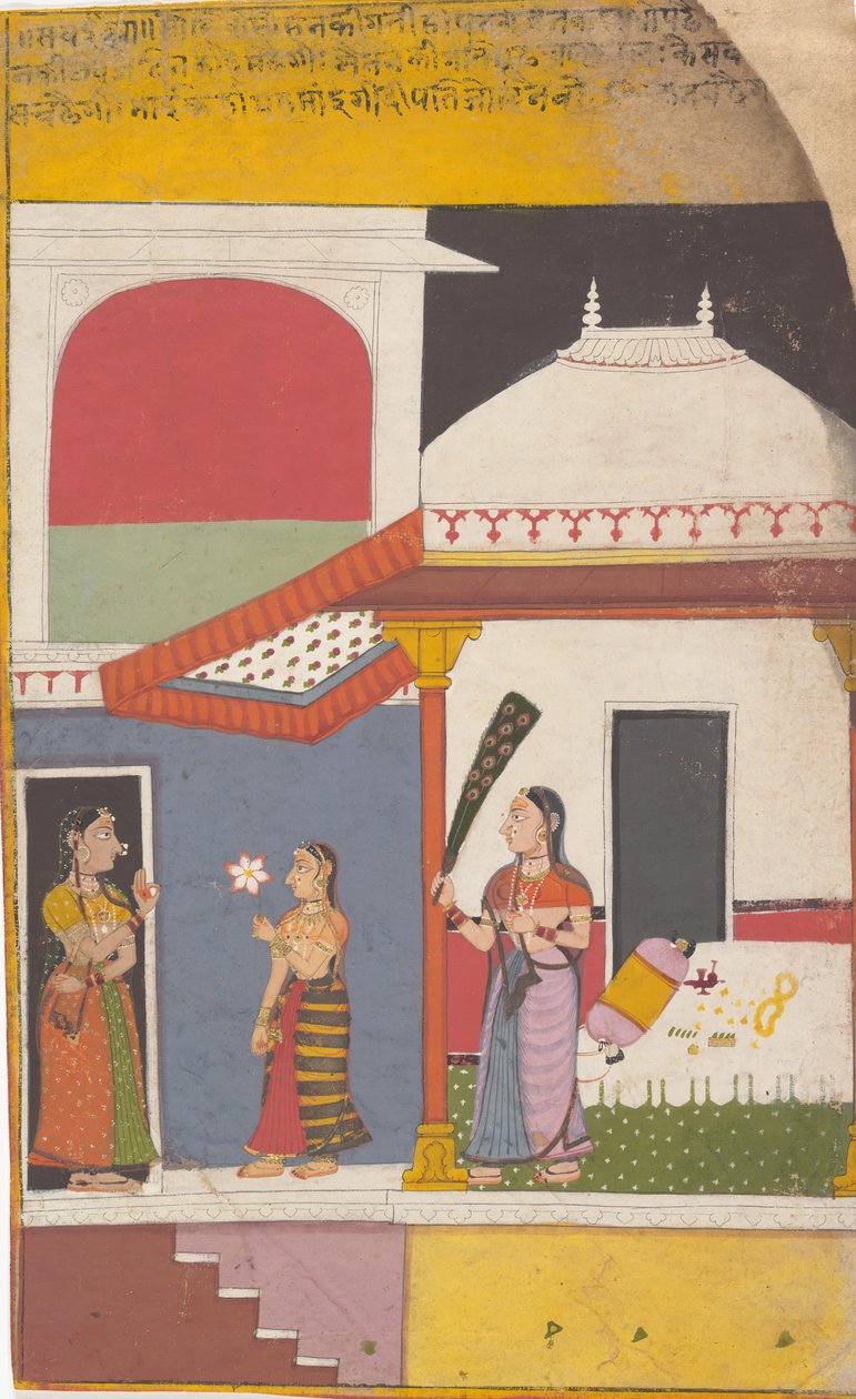 Side fra en Dispersed Ragamala Series Garland of Musical Modes, ca. 1710. af Unbekannt