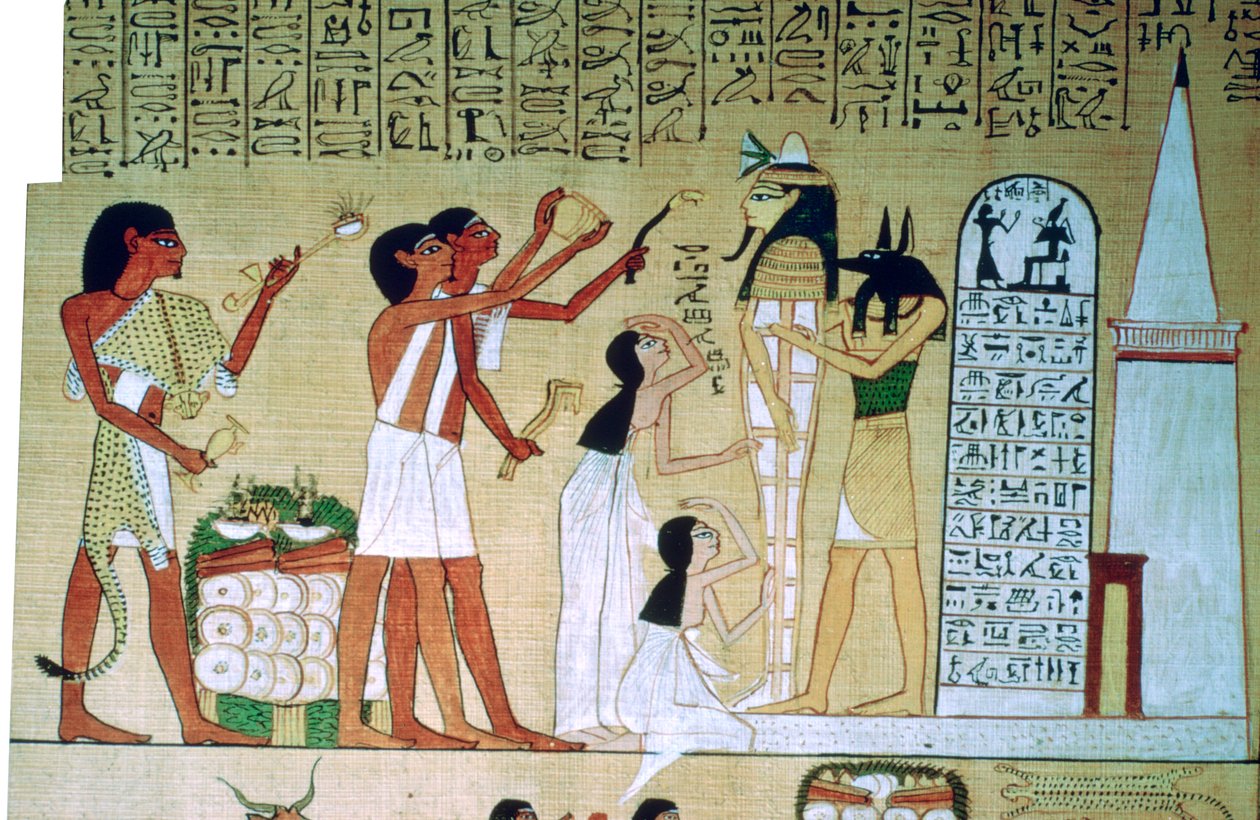 Side fra Hunefers dødebog, fra Theben, Egypten, 19. dynasti, c1300 f.Kr. af Unbekannt