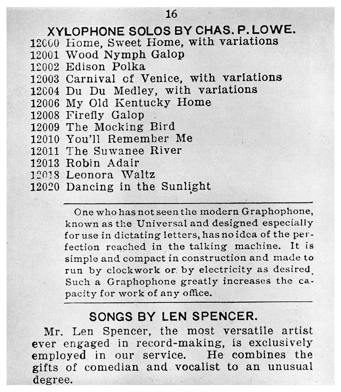 Side fra First Columbian Grammophone Catalogue, c1898 1956 af Unbekannt