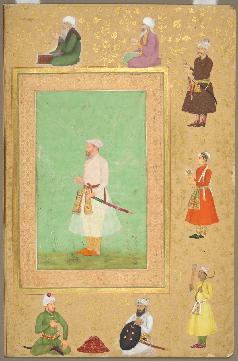 Side fra Late Shah Jahan Album: Portrait of Asaf Khan, ca. 1653. af Unbekannt