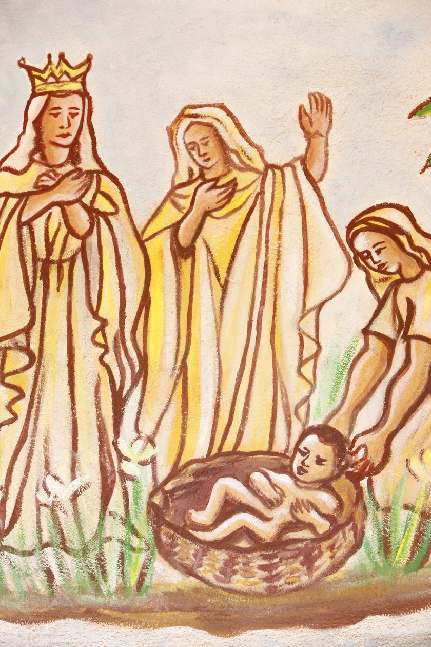 Maleri i Vor Frue af Togo kirke: Moses frelst, Togoville, Togo af Unbekannt