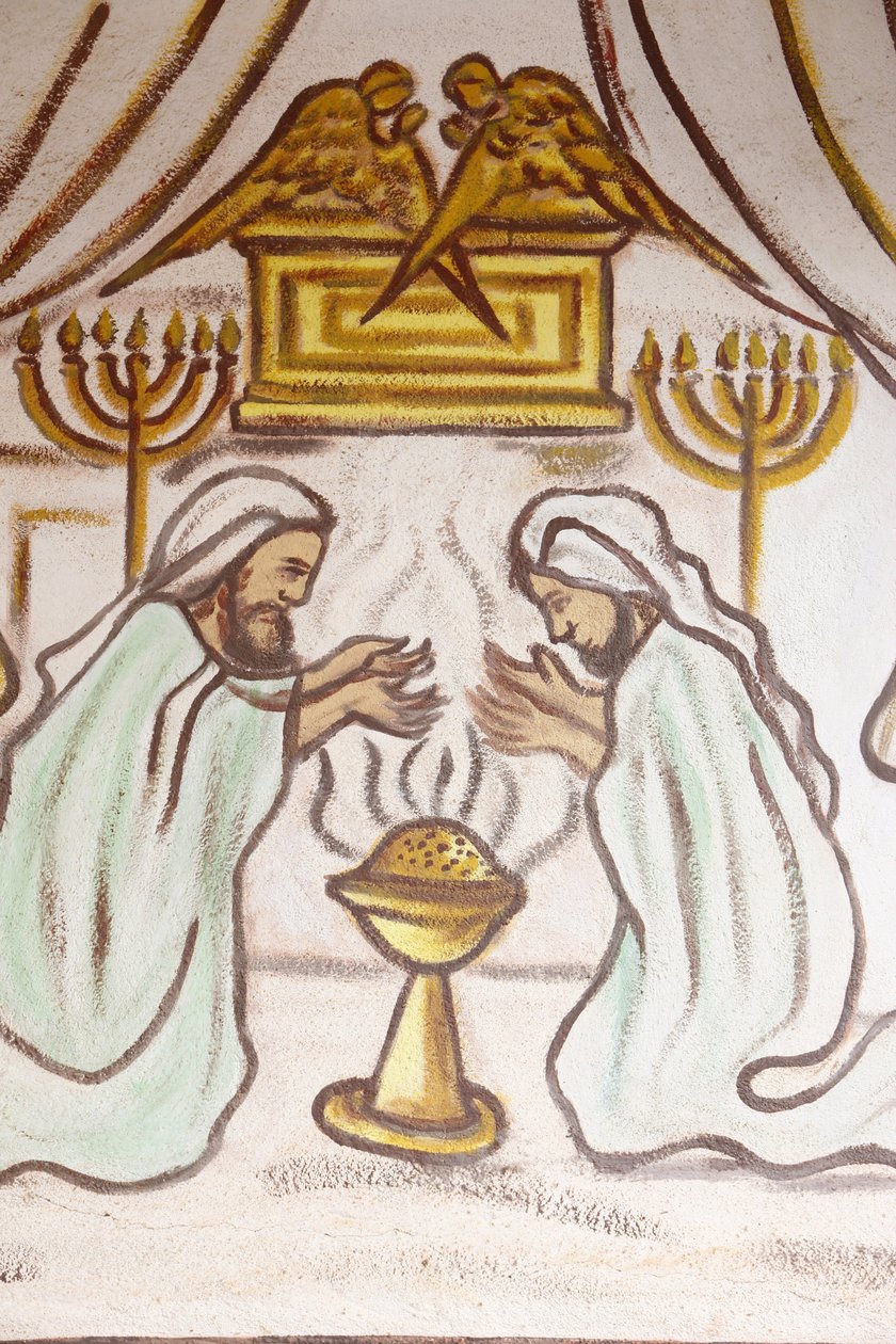 Maleri i Our Lady of Togo kirke: Sacred Arch, menoras (Menorah) & parfume alter, Togoville, Togo af Unbekannt