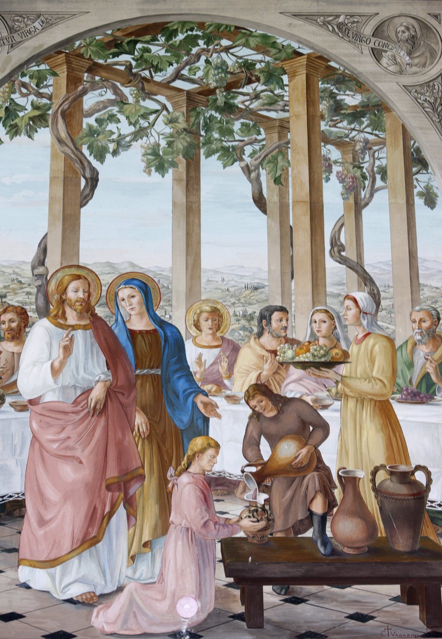 Maleri i visitationskirken i Ein Kerem: brylluppet i Cana, Ein Kerem, Israel af Unbekannt