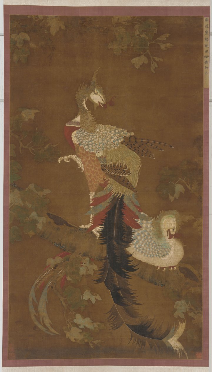 Par Føniks på et Paulownia-træ, Ming-dynastiet, 1500-tallet. af Unbekannt