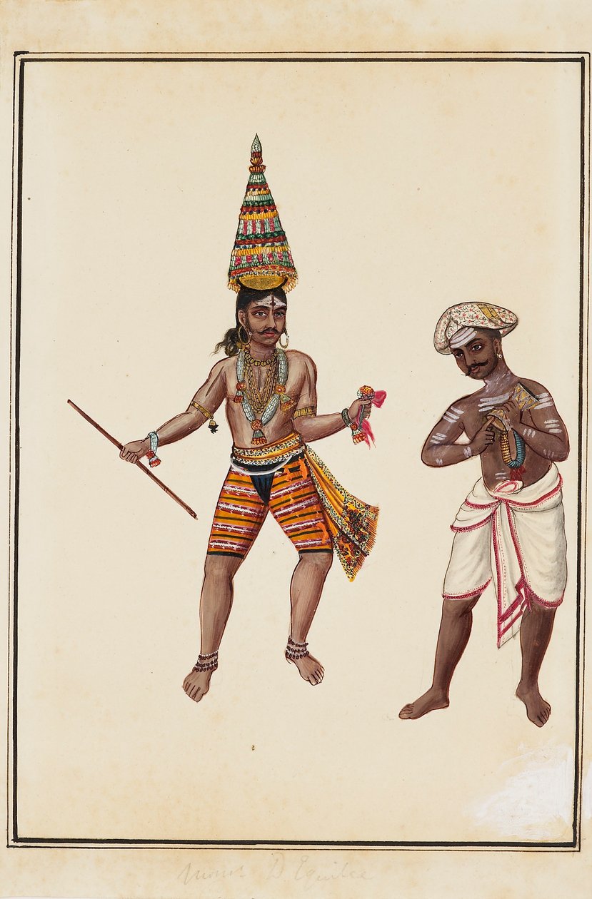 Et par mandlige tempeldansere, 1820-1825 af Unbekannt