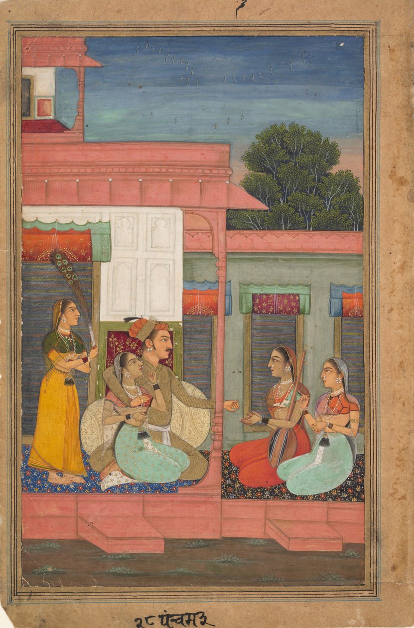 Panchama Ragini: Side fra en Ragamala Series Garland of Musical Modes, ca. 1640. af Unbekannt