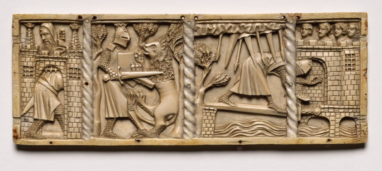 Panel fra en kiste med scener fra Courtly Romances, 1330. af Unbekannt