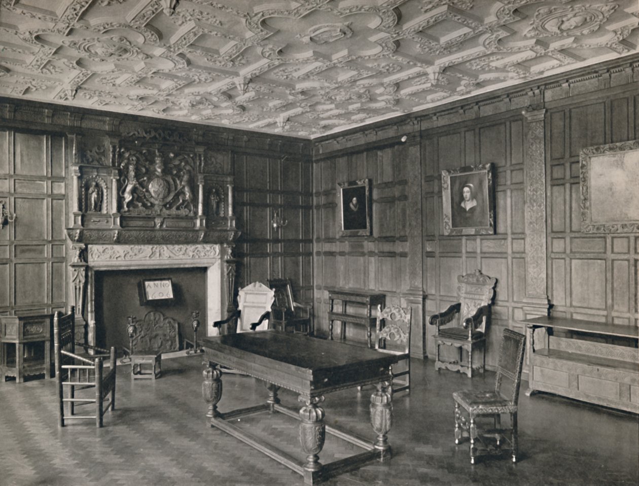 Panelet værelse fra det gamle palads, Bromley-By-Bow, 1927 af Unbekannt
