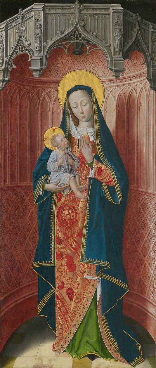 Paneler fra højalteret i Charterhouse of Saint-Honoré, Thuison-les-Abbeville: Jomfru og... af Unbekannt