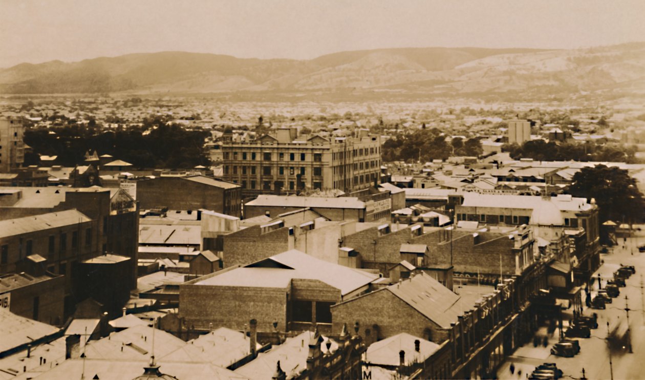 Panorama over Adelaide og bakkerne, South Australia, slutningen af det 19.-begyndelsen af det 20. århundrede af Unbekannt