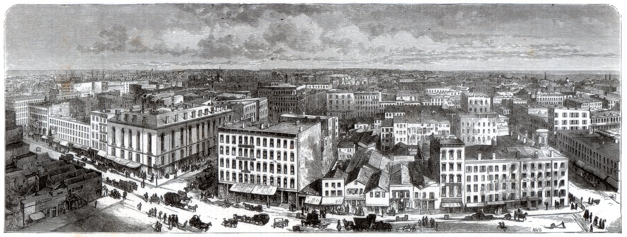Panorama af Chicago fra toppen af rådhuset, USA, 1871 af Unbekannt