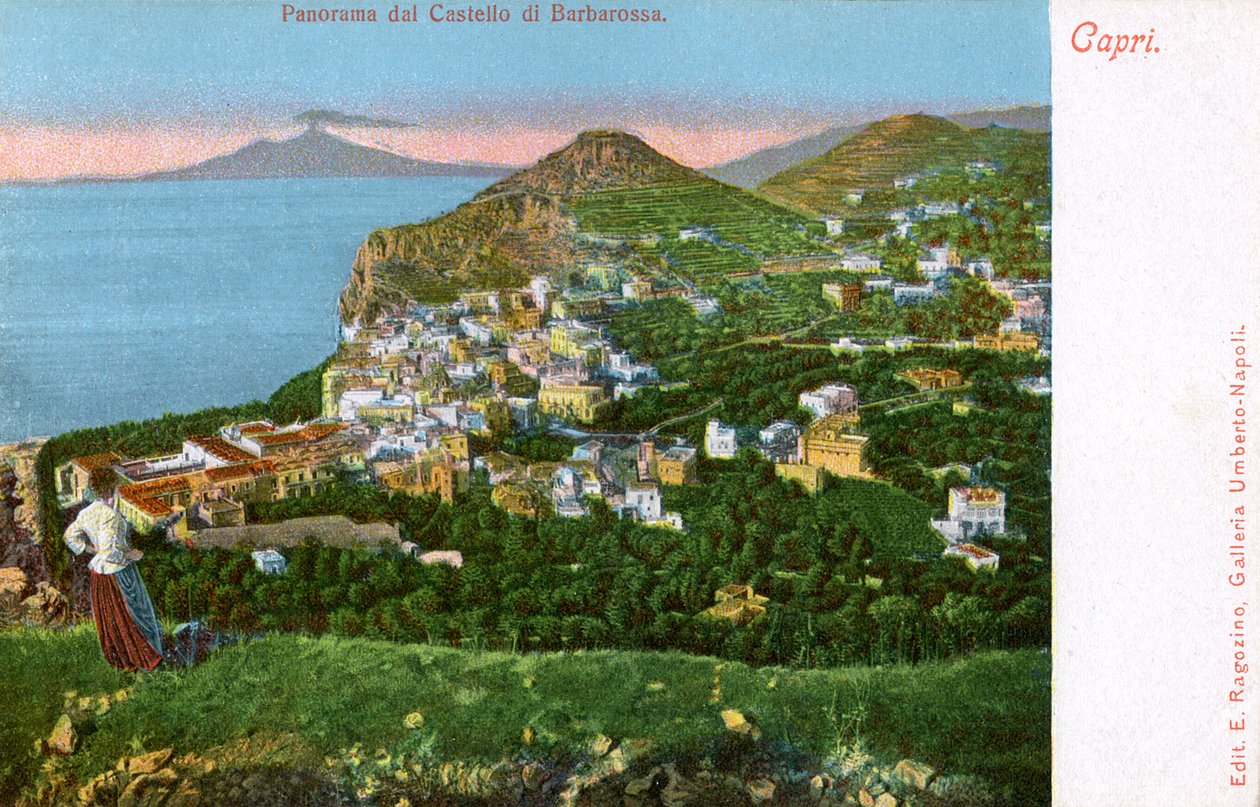Panorama af Castello di Barbarossa, Capri, Italien, begyndelsen af det 20. århundrede af Unbekannt