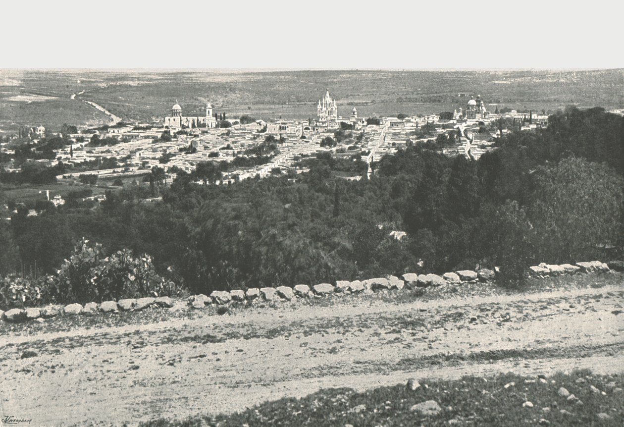 Panorama over byen, San Miguel de Allende, Mexico, 1895. af Unbekannt