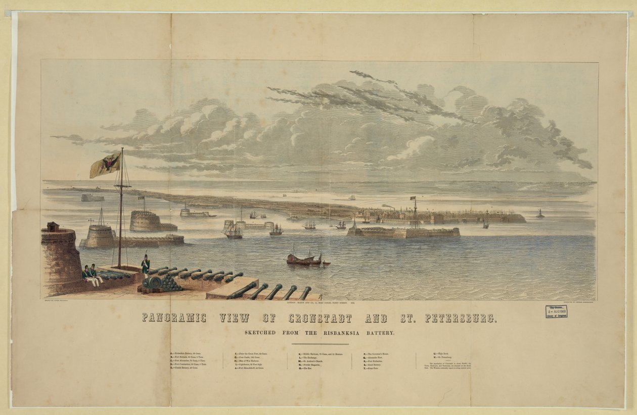 Panoramaudsigt over Kronstadt og St. Petersborg af Unbekannt