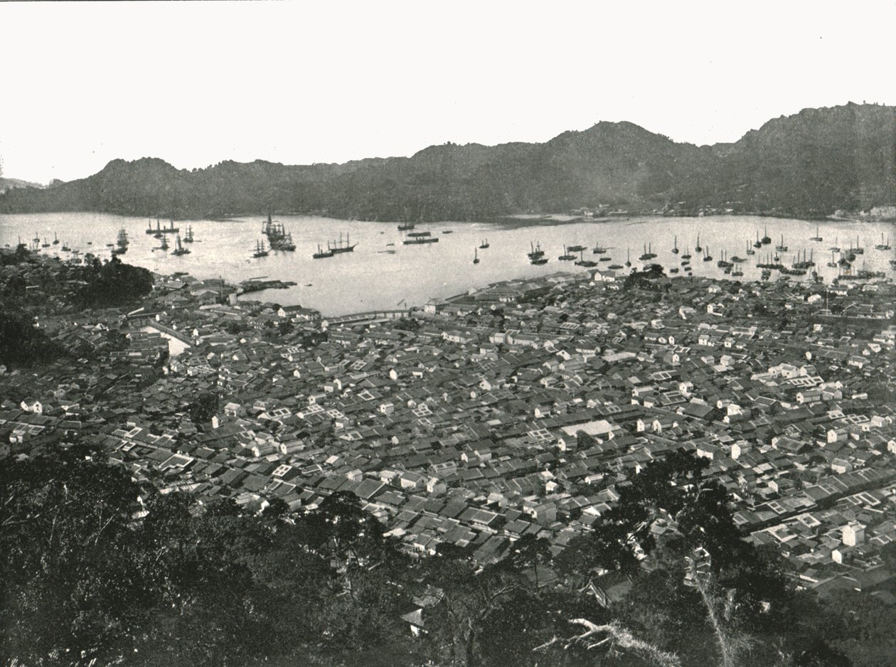 Panoramaudsigt over byen, Nagasaki, Japan, 1895. af Unbekannt