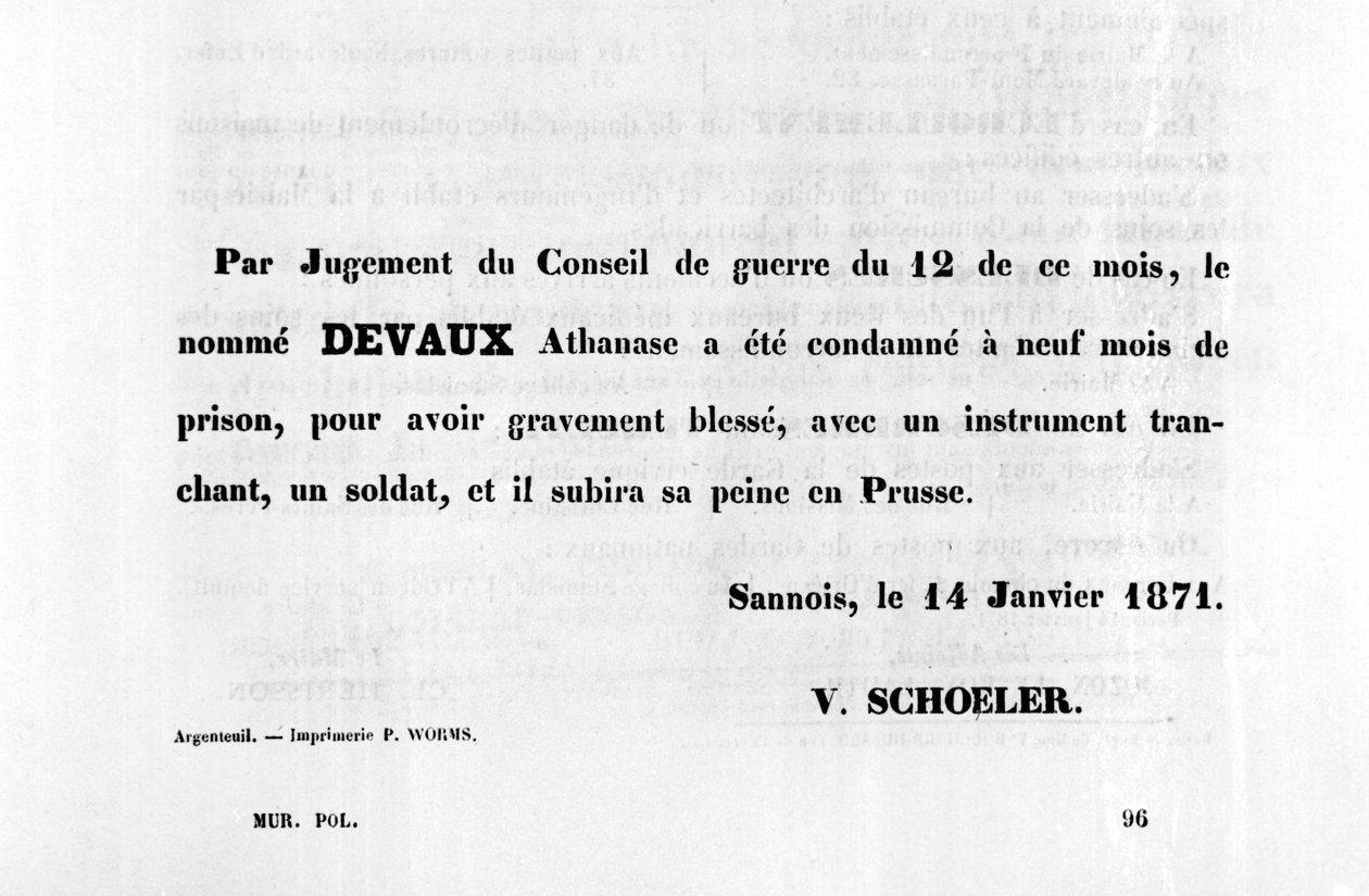 Ved Rådets dom, fra franske politiske plakater fra Pariserkommunen, januar 1871 af Unbekannt