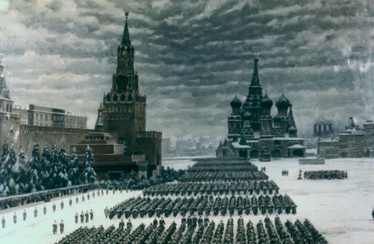 Parade på Den Røde Plads, december 1947, Moskva, Rusland af Unbekannt
