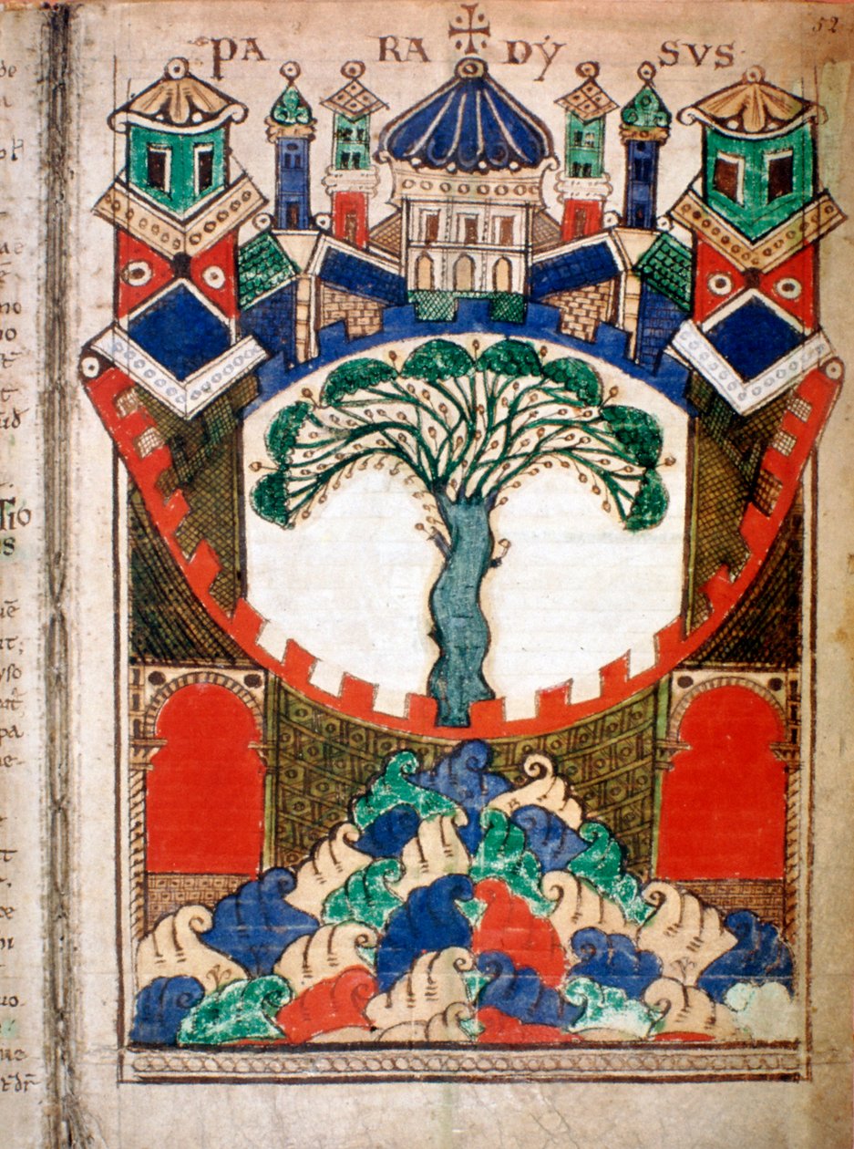 Paradise, en side fra Liber Floridus, 1100-tallet af Unbekannt