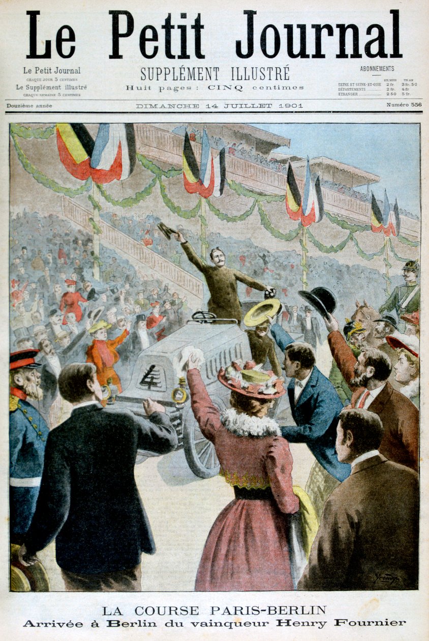 Paris Berlin Race, Ankomst af vinderen Henry Fournier, 1901 af Unbekannt