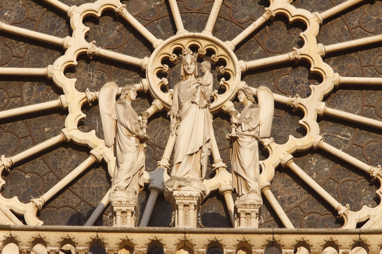 Paris Notre Dame katedral vestfløj: Jomfru og barn og engle, Paris, Frankrig af Unbekannt