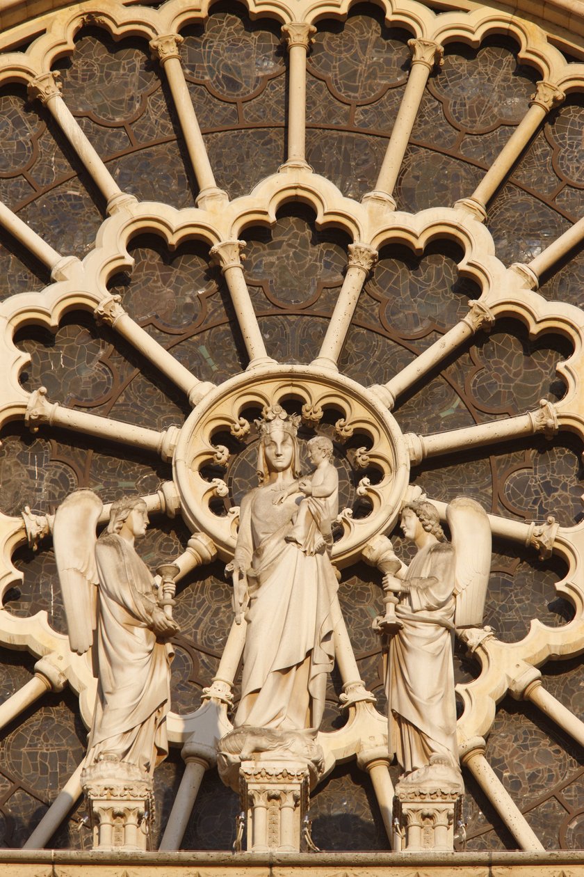 Paris Notre Dame katedral vestfløj: Jomfru og barn og engle, Paris, Frankrig af Unbekannt