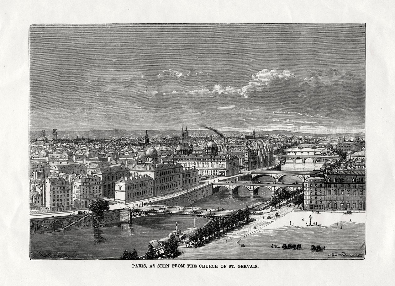 Paris, set fra kirken St Gervais, Frankrig, 1879 af Unbekannt