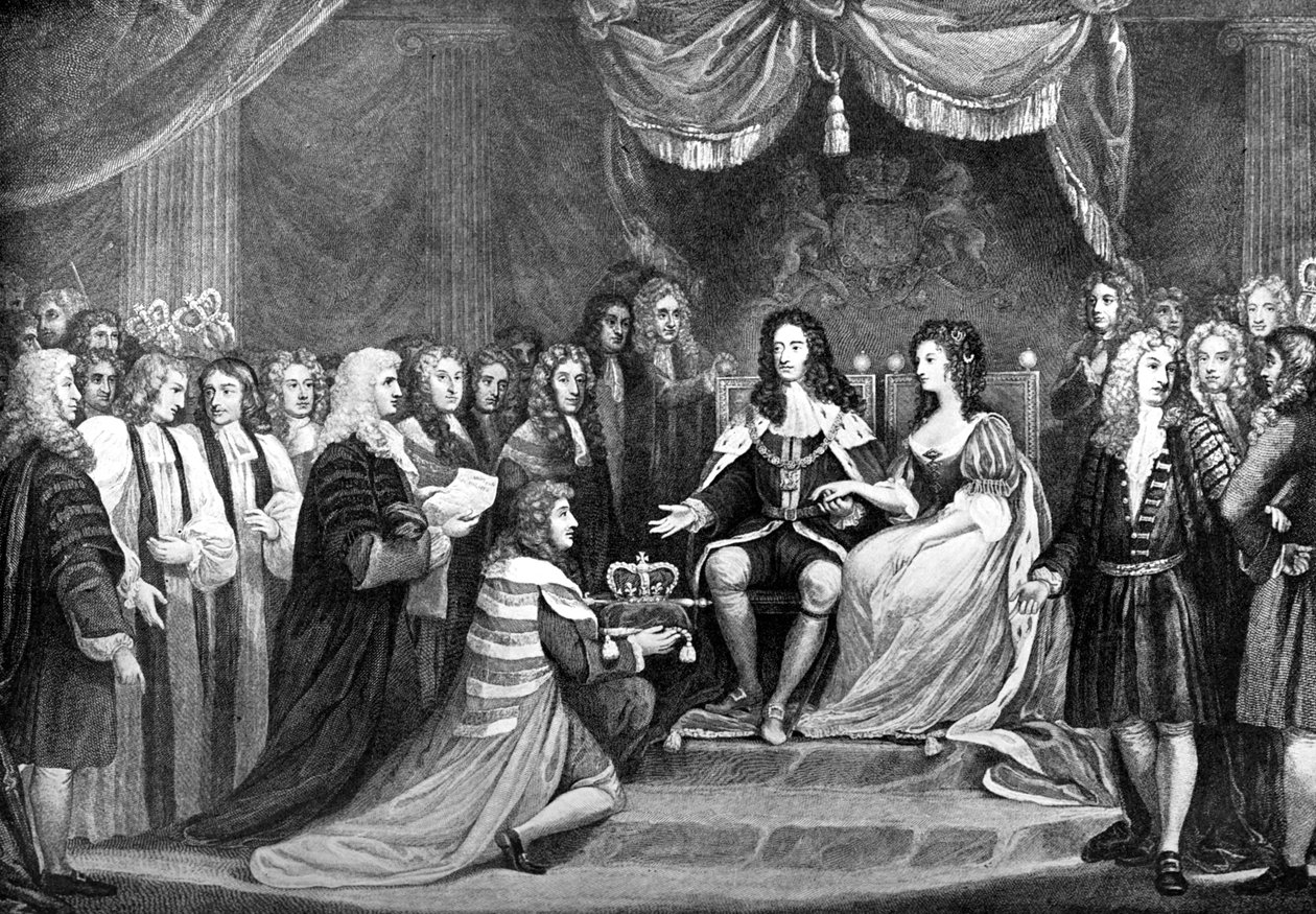 Parliament Offering the Crown to William and Mary, 1689, slutningen af det 18. århundrede af Unbekannt