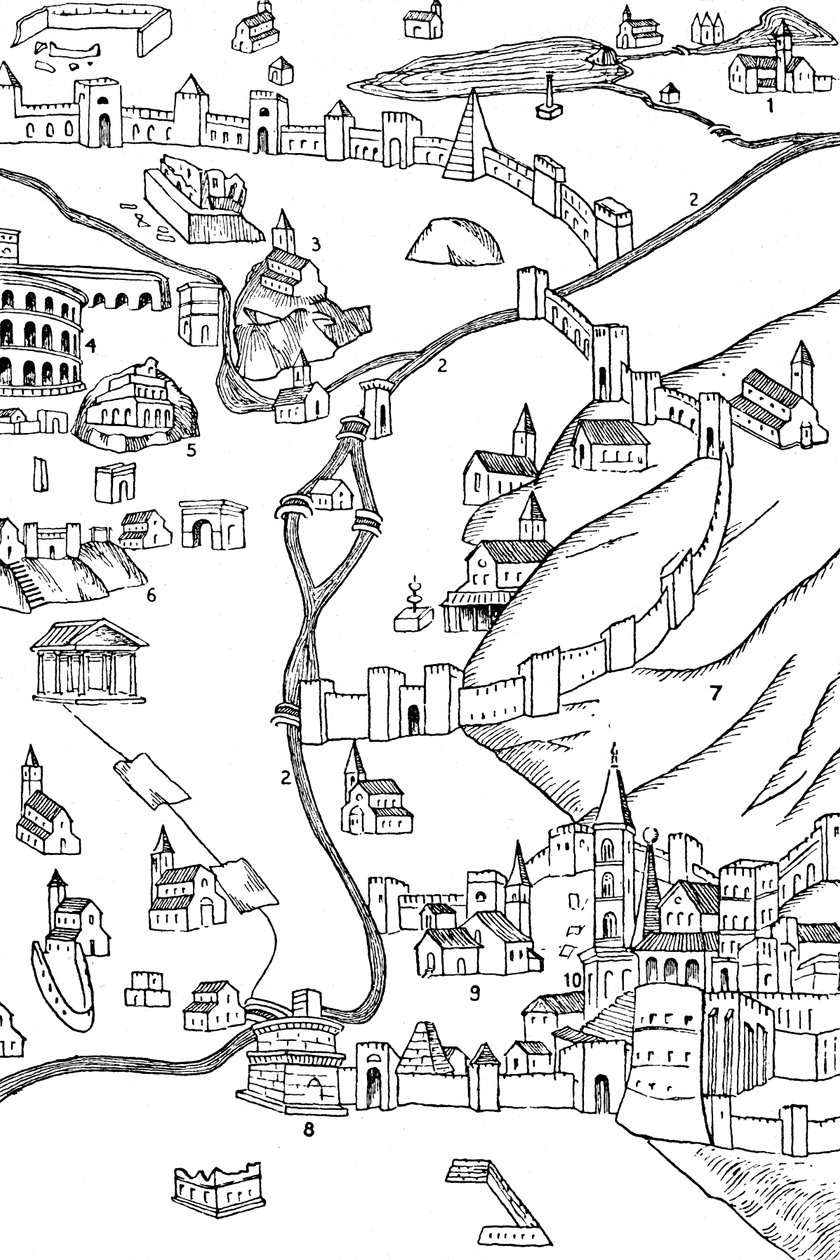 En del af Rom. Fra en plan tegnet ca. 1475, 1935 af Unbekannt
