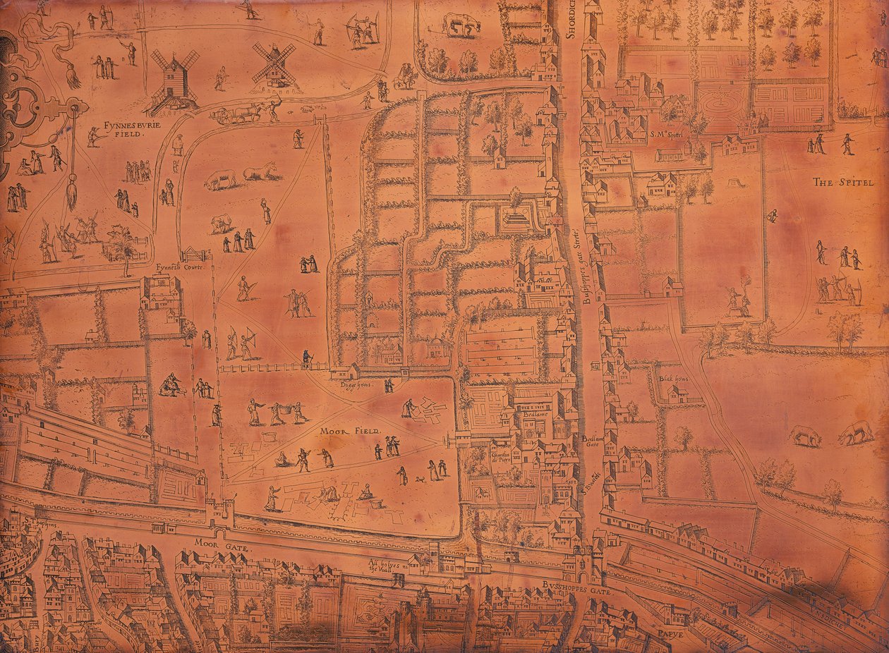 En del af et kort over London, c1553-c1559 af Unbekannt