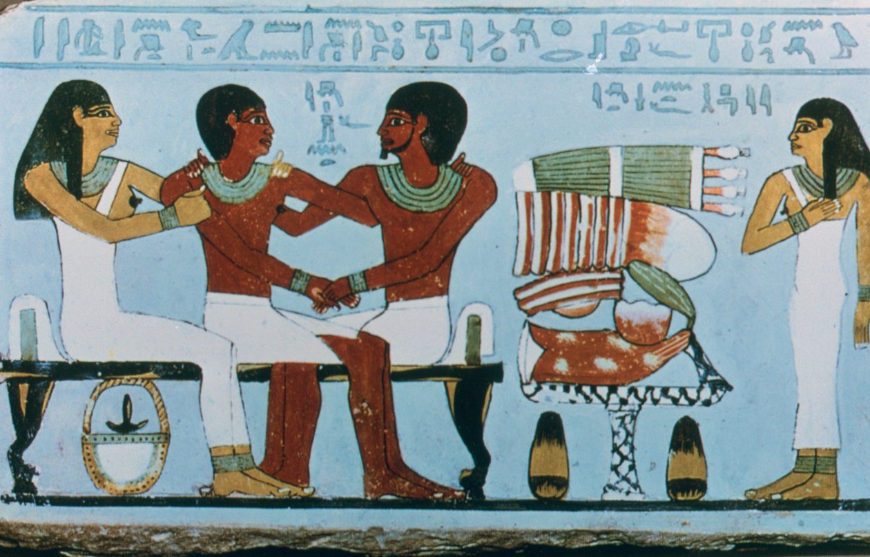 En del af malet kalkstensstela fra Amenemhet, Abydos, Egypten, 11. dynasti af Unbekannt