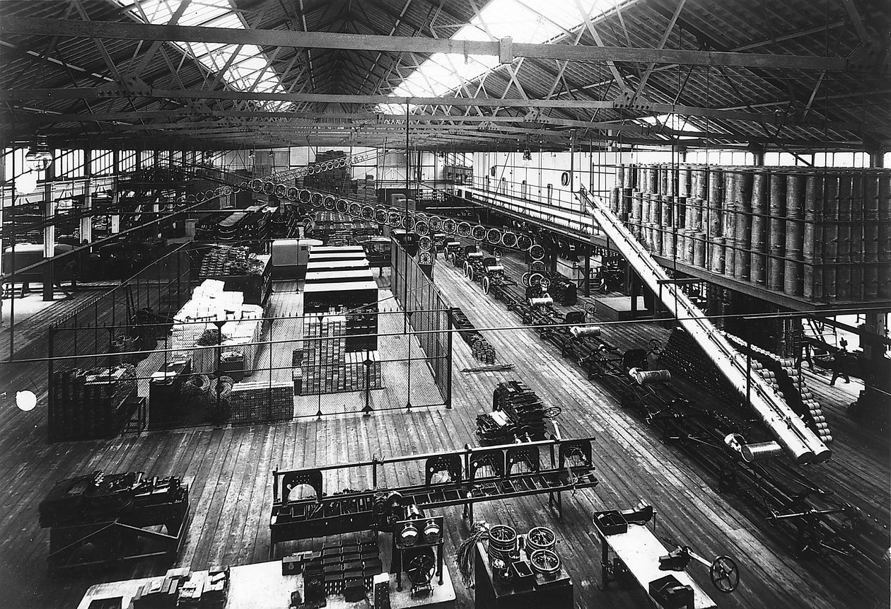 En del af produktionslinjen på Fords Highland Park-fabrik, Detroit, Michigan, USA, c1914 af Unbekannt
