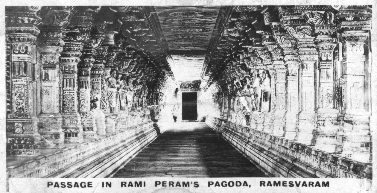 Passage i Rami Perams Pagoda, Ramesvaram, Tamil Nadu, Indien, c1925 af Unbekannt
